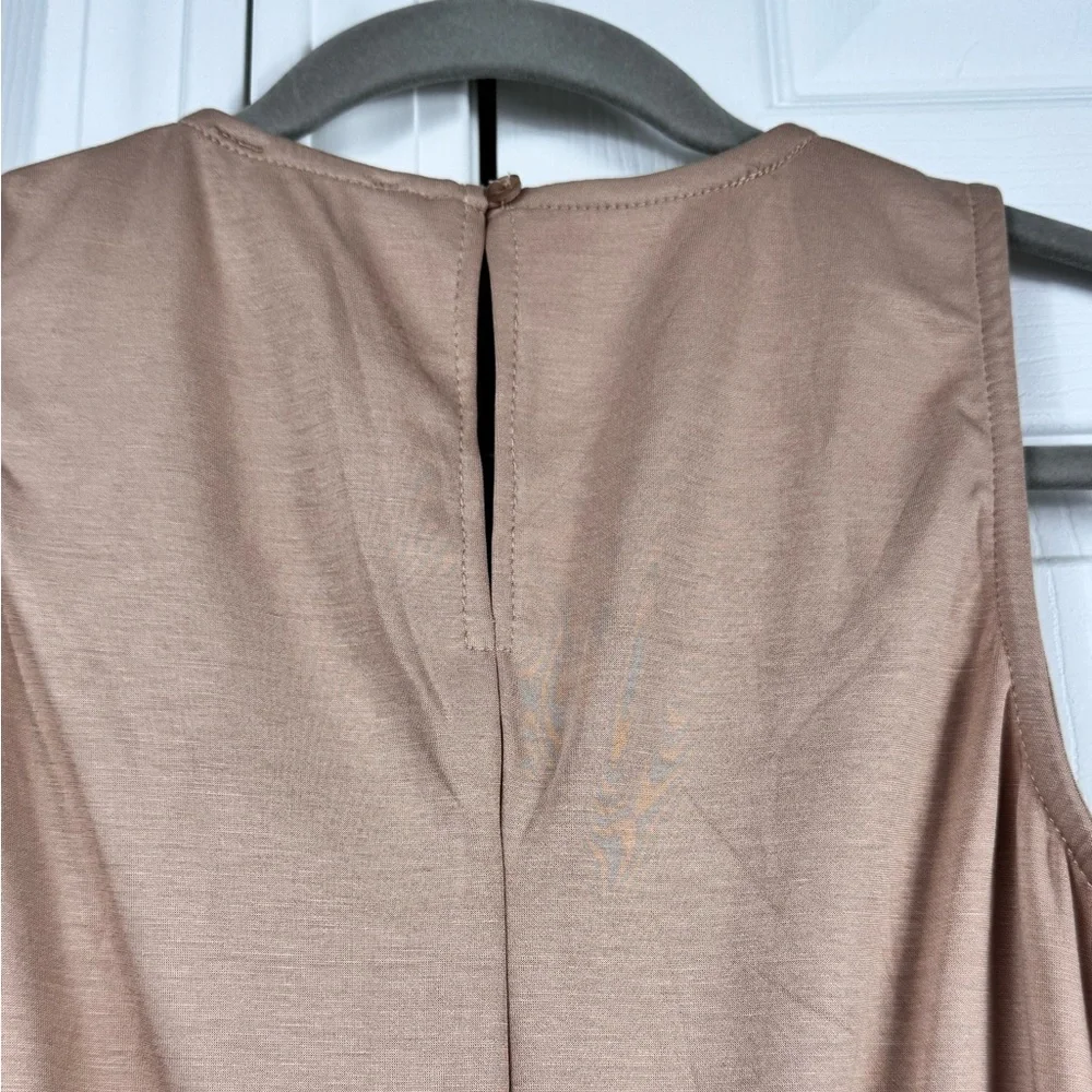 Fashion Nova Nude Wide Leg Jumpsuit Medium Stretch Drawstring Pockets - Picture 9 of 11